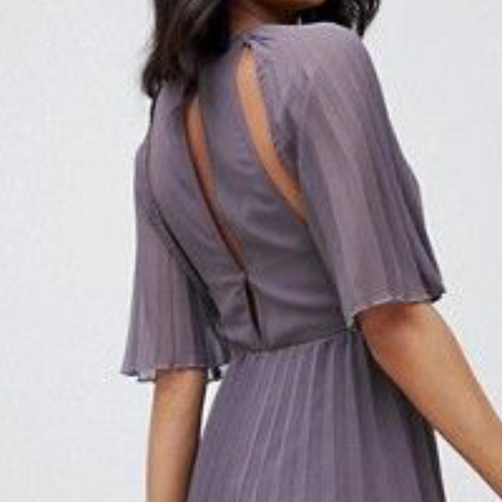 💥SPECTACULAR💥 Nordstrom Asos Soft Pleated Tiered Maxi Dress in Gray Lilac - Picture 5 of 10